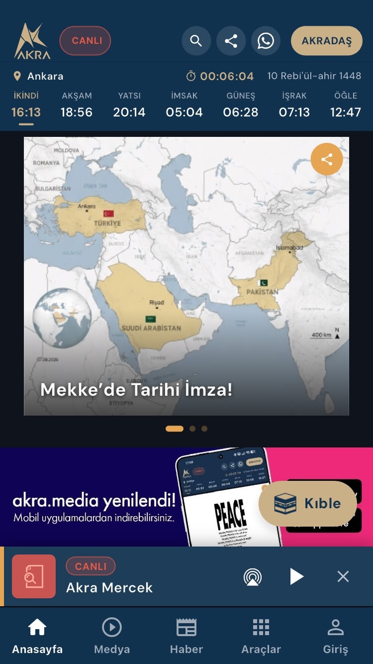 Akra ana ekranı