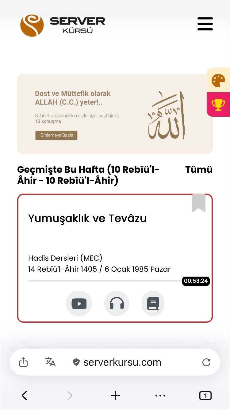 Server Kürsü ana ekranı